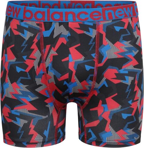 New Balance Boys' 3.5" Underwear, Performance Boxer Briefs (4 Pack), Electric Thunderbolt Camo/Electric Indigo/Magnet/Black, Large in Kuwait