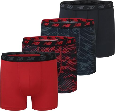 New Balance Boys' 3.5" Underwear, Performance Boxer Briefs (4 Pack), Electric Thunderbolt Camo/Electric Indigo/Magnet/Black, Large in Kuwait