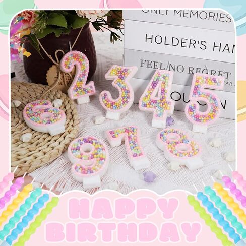 Number 7 Candle with 12 Pcs Spiral Candles, Colorful Macaron Birthday Candles for Girls Boys, Macaron Pastel Rainbow Cake Topper for Sweet Theme Party Decoration (Pink) in Kuwait