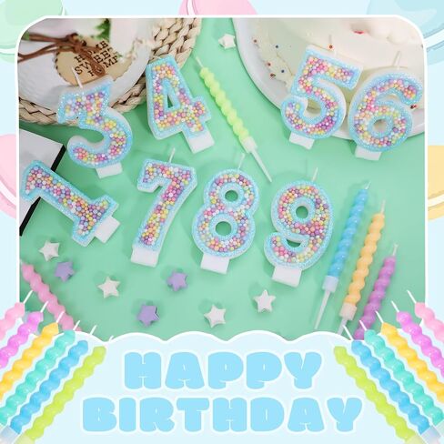 Number 7 Candle with 12 Pcs Spiral Candles, Colorful Macaron Birthday Candles for Girls Boys, Macaron Pastel Rainbow Cake Topper for Sweet Theme Party Decoration (Pink) in Kuwait