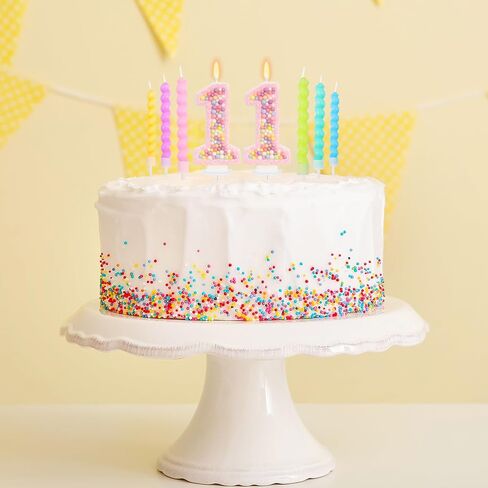 Number 7 Candle with 12 Pcs Spiral Candles, Colorful Macaron Birthday Candles for Girls Boys, Macaron Pastel Rainbow Cake Topper for Sweet Theme Party Decoration (Pink) in Kuwait