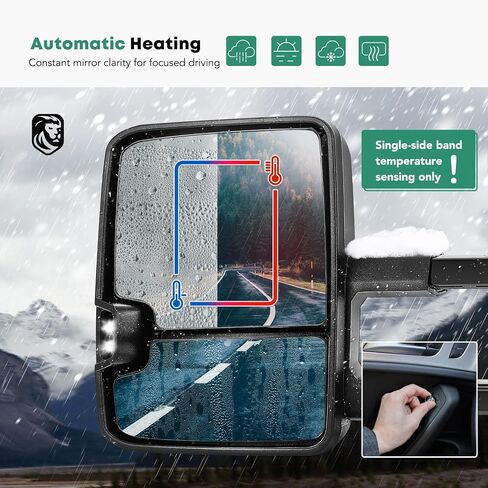 YHTAUTO Towing Mirrors Fit Ram 1500 2009-2018, Ram 2500/3500/4500/5500 10-18, Power Adjusted Heated, Led Backup Puddle Arrow Light, w/Temperature Sensor, Extendable Driver & Passenger Side Car Mirrors in Saudi Arabia