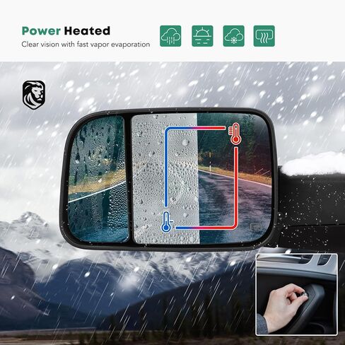 YHTAUTO Towing Mirrors Fit Ram 1500 2009-2018, Ram 2500/3500/4500/5500 10-18, Power Adjusted Heated, Led Backup Puddle Arrow Light, w/Temperature Sensor, Extendable Driver & Passenger Side Car Mirrors in Saudi Arabia
