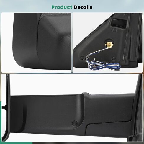 YHTAUTO Towing Mirrors Fit Ram 1500 2009-2018, Ram 2500/3500/4500/5500 10-18, Power Adjusted Heated, Led Backup Puddle Arrow Light, w/Temperature Sensor, Extendable Driver & Passenger Side Car Mirrors in Saudi Arabia