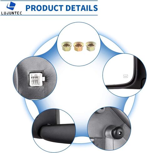 LUJUNTEC Tow Mirror Replacement fit for 2002-2008 For Dodge For Ram 1500 2003-2009 For Dodge For Ram 2500/3500 Pickup Towing Mirror Passenger Right Side Power Adjusted Heated No Turn Signal Light in Saudi Arabia