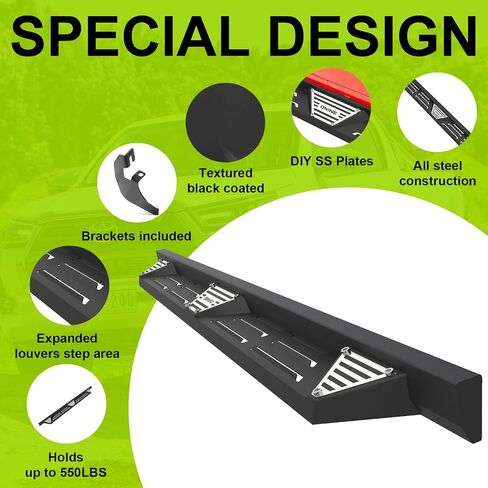 ONINE Running Boards Compatible for 2019-2025 Chevy Silverado/Gmc Sierra 1500, 2020-2025 Chevy Silverado/Gmc Sierra 2500HD 3500HD Crew Cab Drop Side Step Nerf Bar Rock Slider, Textured Black in Saudi Arabia