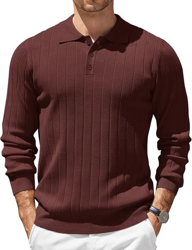 COOFANDY Mens Knit Polo Sweater Long Sleeve Polos Lightweight Casual Dress Pullover Sweaters in Saudi Arabia