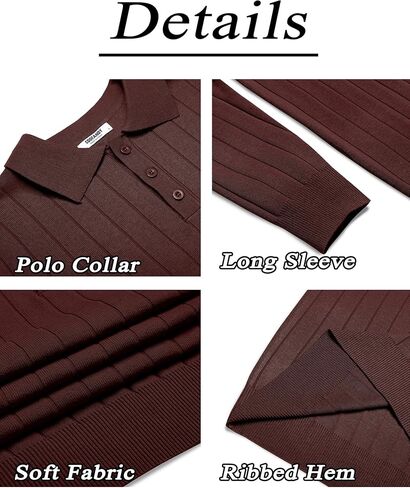COOFANDY Mens Knit Polo Sweater Long Sleeve Polos Lightweight Casual Dress Pullover Sweaters in Saudi Arabia