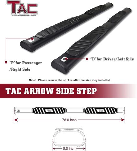 TAC Arrow 5" Running Boards Compatible with 2019-2023 Ford Ranger SuperCrew Cab Truck Side Steps Rails Off-Road Accessories Aluminum Texture Black 2pcs in Saudi Arabia
