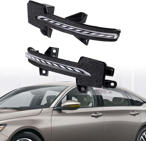 Compatible with Honda Accord 2018-2022 Amber Full LED Strip Sequential Flash Side Wing Mirror LED Dynamic Turn Signal Light Fits OE 34350TVAA01 34300TVAA01 (Smoke Lens, Honda Accord 2018-2022) in Kuwait