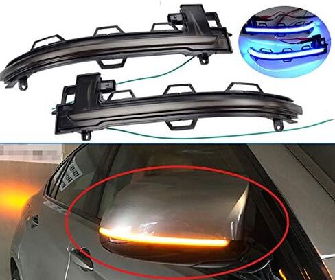 Sequential Turn Signal Lights Dynamic Led Side Mirror For BMW X3 F25 X4 F15 X5 F26 X6 F16 2014 2015 2016 2017 (Blue-Yellow) in Saudi Arabia