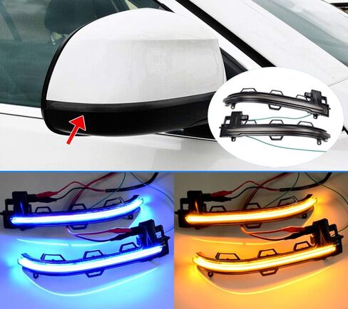 Sequential Turn Signal Lights Dynamic Led Side Mirror For BMW X3 F25 X4 F15 X5 F26 X6 F16 2014 2015 2016 2017 (Blue-Yellow) in Saudi Arabia