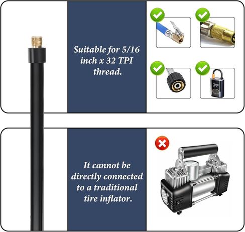 Universal Tire Inflator Hose Extension Tube Brass Screw Thread Tire Inflator Extension Tube, 19.69 inch Air Pump Hose Adapter Suit for Car, Motorcycle, E-Bike, Hoses Quick Turn Inflation Attachments in Saudi Arabia