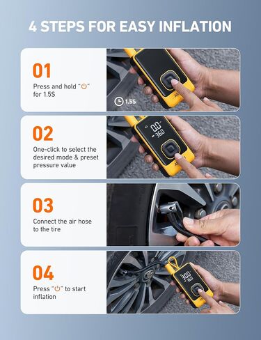 AstroAI L7 Air Tire Inflator Portable Air Compressor, 150PSI Electric Cordless Pump with Fast 1-min Inflation, Auto Shutoff, LED Light – Rechargeable for Car, SUV, Motorcycle, Bike Tires (Green) in Saudi Arabia