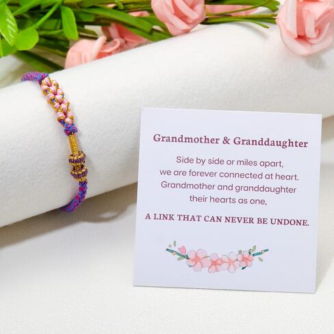 RINHOO FRIENDSHIP To My Granddaughter Bracelet A Link That Can Never Be Undone Peach Blossom Bracelet Granddaughter Bracelet from Grandma Adjustable Braided Bracelet in Kuwait