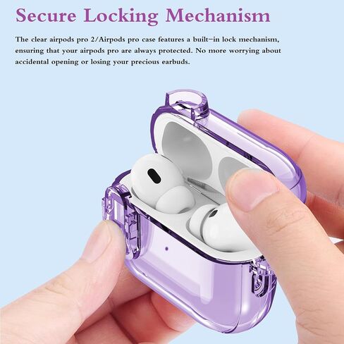 for Airpods Pro 2/1 Gen Case Cover with Lock (2019/2022/2023), Clear Locking Case for Airpod Pro 2nd/1st Generation Shockproof Protective Cover Skin for Apple iPod Pro - Black in Kuwait