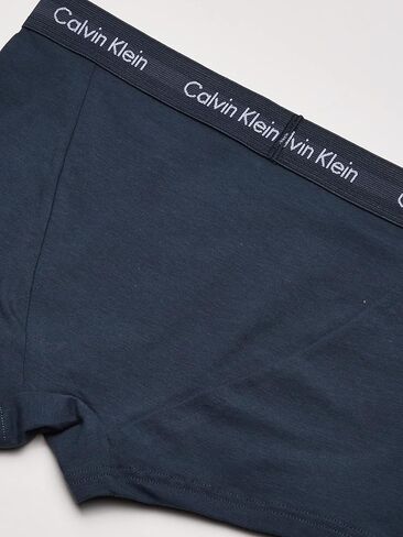 Calvin Klein Men's Cotton Stretch 3-Pack Low Rise Trunks, Purple Fuss/Blue Marin/Hydrangea Blue, XL in Kuwait