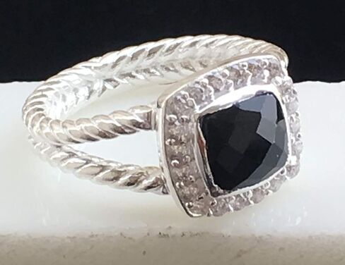 مصمم مستوحى من Silver 7mm Petite Black Onyx Ring مع الماس المحاكاة حجم 6 7 8 9 10 جديد in Saudi Arabia