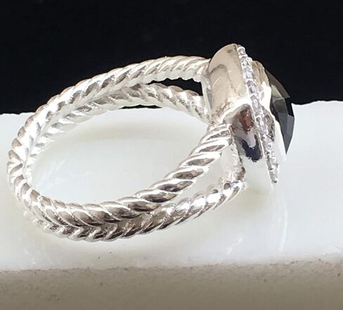 مصمم مستوحى من Silver 7mm Petite Black Onyx Ring مع الماس المحاكاة حجم 6 7 8 9 10 جديد in Saudi Arabia