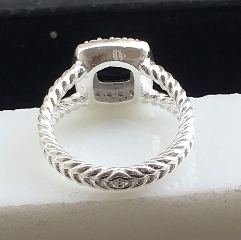 مصمم مستوحى من Silver 7mm Petite Black Onyx Ring مع الماس المحاكاة حجم 6 7 8 9 10 جديد in Saudi Arabia