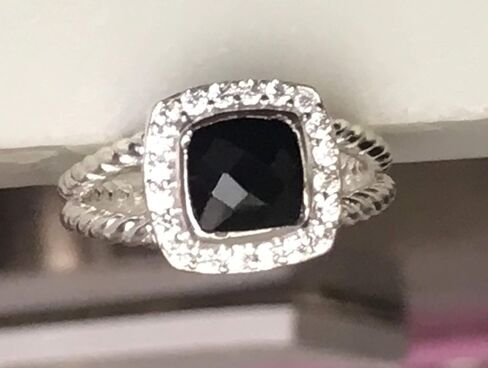 مصمم مستوحى من Silver 7mm Petite Black Onyx Ring مع الماس المحاكاة حجم 6 7 8 9 10 جديد in Saudi Arabia