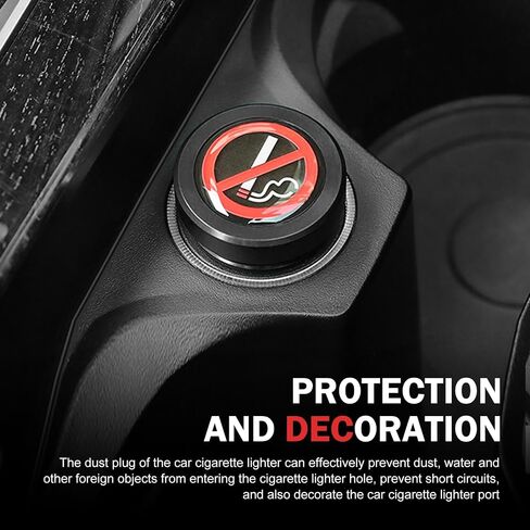 Cigarette Lighter Socket Cover Cap, No Smoking Sign Aluminum Cigarette Lighter Plug Cover, Fits All Vehicles with Standard 12 Volt Power Source (Red) in Saudi Arabia