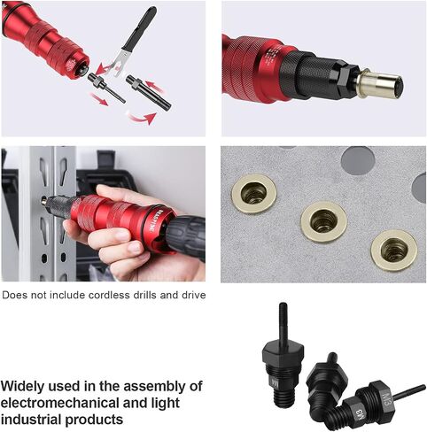 Beaspire Rivet Nut Tool Kit, 9.5" Rivnut Tool Kit with 8 Mandrels, Nutsert Tool Kit with 80 Pcs Rivet Nuts Assortment Kit and Rugged Carrying Case,M3,M4 M5,M6,6-32,8-32,10-24,1/4-20 in Kuwait