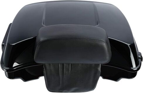 دراجة نارية XFMT 5.5 "رازيور جولة حزمة الجذع أمتعة سوداء المزلاج مع رف بود + كروم جبل ل Harley Touring Road Road Glide Glide Electra Glide Ultra Classic 2014-Later in Kuwait