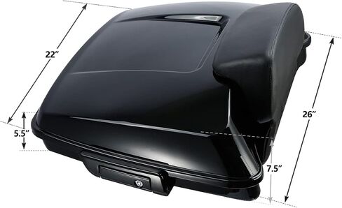 دراجة نارية XFMT 5.5 "رازيور جولة حزمة الجذع أمتعة سوداء المزلاج مع رف بود + كروم جبل ل Harley Touring Road Road Glide Glide Electra Glide Ultra Classic 2014-Later in Kuwait