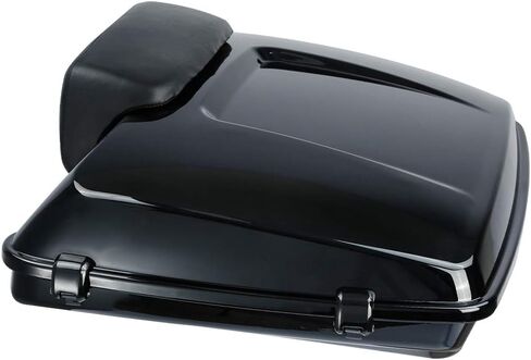 دراجة نارية XFMT 5.5 "رازيور جولة حزمة الجذع أمتعة سوداء المزلاج مع رف بود + كروم جبل ل Harley Touring Road Road Glide Glide Electra Glide Ultra Classic 2014-Later in Kuwait