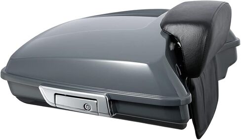 دراجة نارية XFMT 5.5 "رازيور جولة حزمة الجذع أمتعة سوداء المزلاج مع رف بود + كروم جبل ل Harley Touring Road Road Glide Glide Electra Glide Ultra Classic 2014-Later in Kuwait