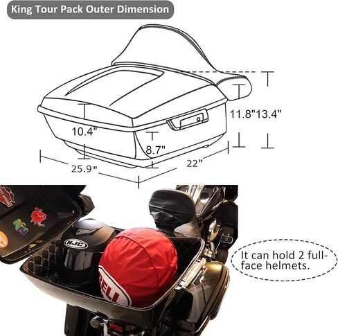 Advanblack US Stock Laguna Orange King Tour Pack ، قوس Mount Black ، رف الأمتعة العلوي ، بطانات Pak Trunk Orange مناسبة لجولة Harley 09-Later ، Road Glide ، Street Glide Special ، Electra Glide in Saudi Arabia