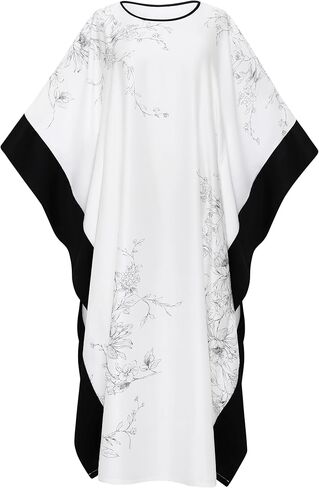 PRODESIGN Kaftan Dresses for Women - Round Neck Batwing Sleeve Floral Print Caftans Nightgown Robe Cover up Loungewear in Saudi Arabia