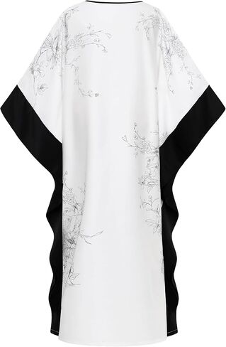 PRODESIGN Kaftan Dresses for Women - Round Neck Batwing Sleeve Floral Print Caftans Nightgown Robe Cover up Loungewear in Saudi Arabia