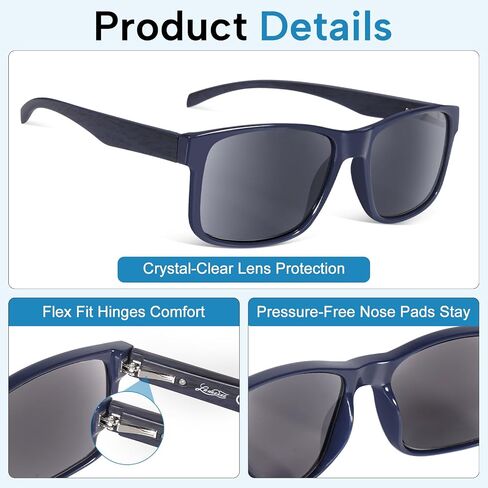 Ladeesse 3 Pack Bifocal Reading نظارات شمسية للرجال/النساء - الأزياء UV400 نظارة شمسية مع القراء بنيت في أشعة الشمس في الهواء الطلق in Kuwait