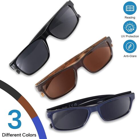 Ladeesse 3 Pack Bifocal Reading نظارات شمسية للرجال/النساء - الأزياء UV400 نظارة شمسية مع القراء بنيت في أشعة الشمس في الهواء الطلق in Kuwait