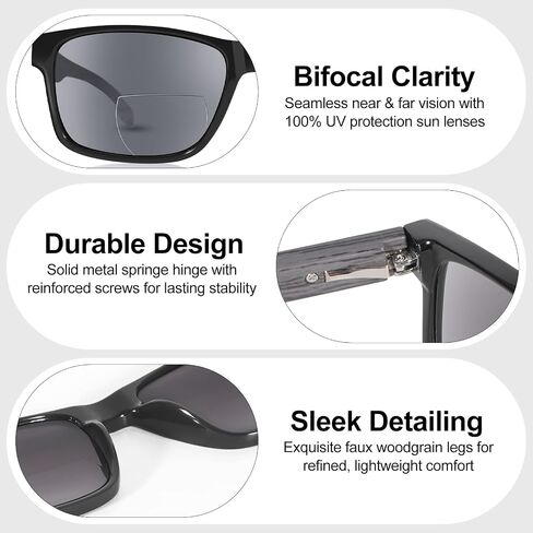 Ladeesse 3 Pack Bifocal Reading نظارات شمسية للرجال/النساء - الأزياء UV400 نظارة شمسية مع القراء بنيت في أشعة الشمس في الهواء الطلق in Saudi Arabia