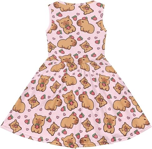 Girls Cute Summer Dresses 2-14Y Kids Mini Party Sun Dress Twirly Skater Dress Sleeveless Dress with Pockets in Kuwait