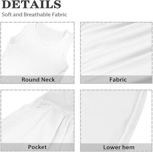 Girls Cute Summer Dresses 2-14Y Kids Mini Party Sun Dress Twirly Skater Dress Sleeveless Dress with Pockets in Kuwait