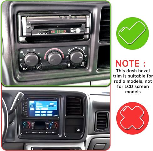 Kuafu Dash Cluster Cluster Bezel 1.5 DIN Radio متوافق مع 1999-2002 Chevy Chevrolet Silverado Silverado Suburban Tahoe GMC Sierra Dashboard استبدال ABS بلاستيك مطلي باللون الرمادي in Saudi Arabia