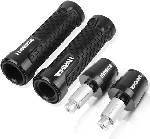 Grips for Suzuki Burgman 650 400 125 200 AN650 AN400 Skywave AN125 AN200 Motorcycle Handlebar Hand Grips Anti Skid Handle Bar Cap Ends Plug CNC Aluminum Accessories(Black) in Saudi Arabia