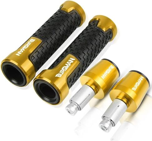 Grips for Suzuki Burgman 650 400 125 200 AN650 AN400 Skywave AN125 AN200 Motorcycle Handlebar Hand Grips Anti Skid Handle Bar Cap Ends Plug CNC Aluminum Accessories(Black) in Saudi Arabia