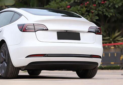 إكسسوارات السيارة متوافقة مع Tesla Model 3 2023 2022 2021 2020 2019 لوحة واقي واقي المصد الخلفي الخارجي وغطاء ضوء الضباب الخلفي ABS 3pcs (النمط الأسود اللامع) in Saudi Arabia