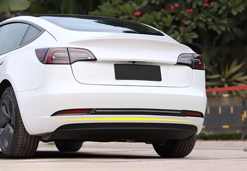 إكسسوارات السيارة متوافقة مع Tesla Model 3 2023 2022 2021 2020 2019 لوحة واقي واقي المصد الخلفي الخارجي وغطاء ضوء الضباب الخلفي ABS 3pcs (النمط الأسود اللامع) in Saudi Arabia