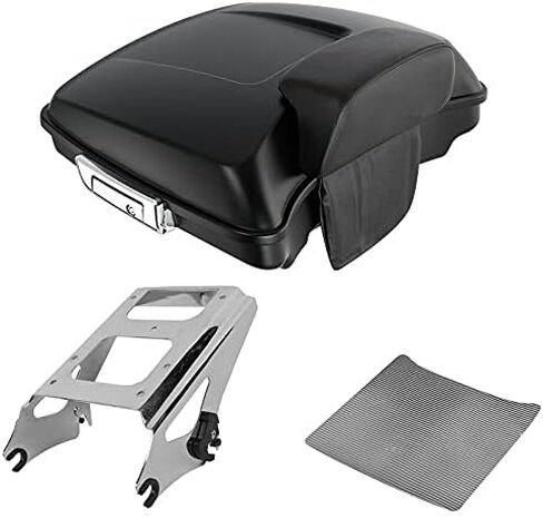 Green-L Matte Black Razor Tour Pack Trunk with Backrest Pad 2 Up Mount Rack Fit for Harley Touring Electra Road Street Glide 2009-2013 in Saudi Arabia