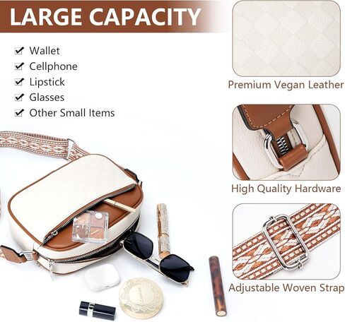 Macadamla Crossbody Bag for Women Vegan Leather Small Crossbody Shoulder Bag with Adjustable Wide Strap in Saudi Arabia