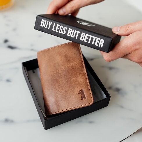 BERLINER BAGS Vintage Genuine Leather Card Holder Porto, Slim Bifold Wallet, RFID Wallet for Men and Women - Brown in Kuwait