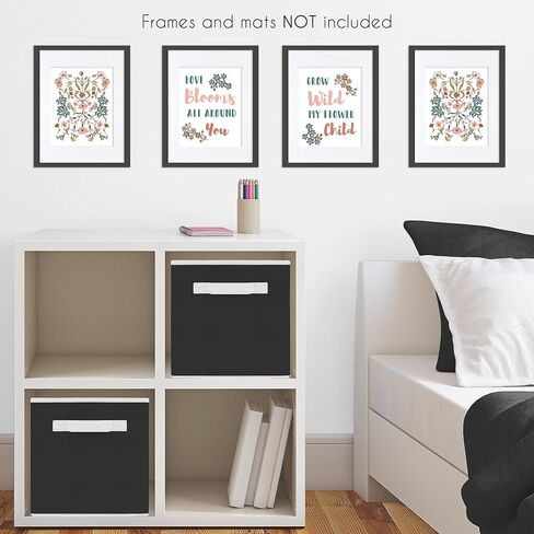 Sweet Jojo Designs Blush Pink, Grey and White Love Peace Joy Bliss Wall Art Prints Room Decor for Baby, Nursery, and Kids for Watercolor Floral Collection - Set of 4 in Saudi Arabia