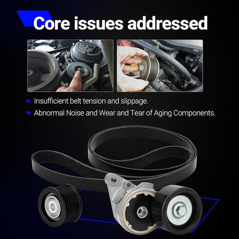 90K-39185 Serpentine Belt Drive Tensioner Pulley Component Kit for 2007-2018 Lexus GX460 LX570 Toyota Sequoia Tundra Land Cruiser Replace# 39185 36370 8PK2415 （Set of 3） in Saudi Arabia