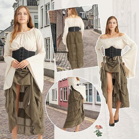 Century Star Womens Renaissance Ckirts Pirate Costume Ren Faire Dress Victorian Steampunk Skirt Alexeen for Women in Saudi Arabia